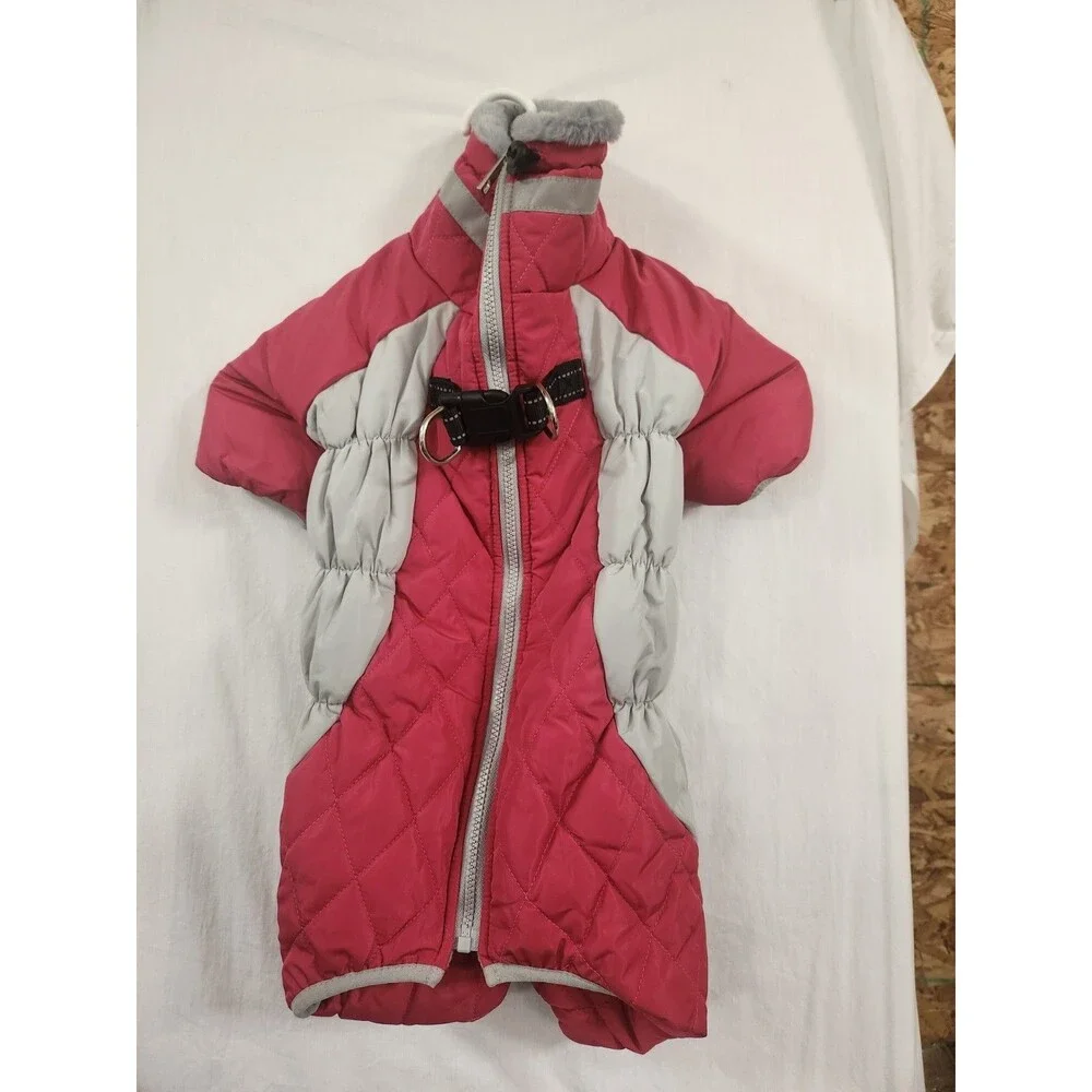 Fullbody Dog Coat Large Warm Fleece Jacket Windproof Winter Coat with Harness